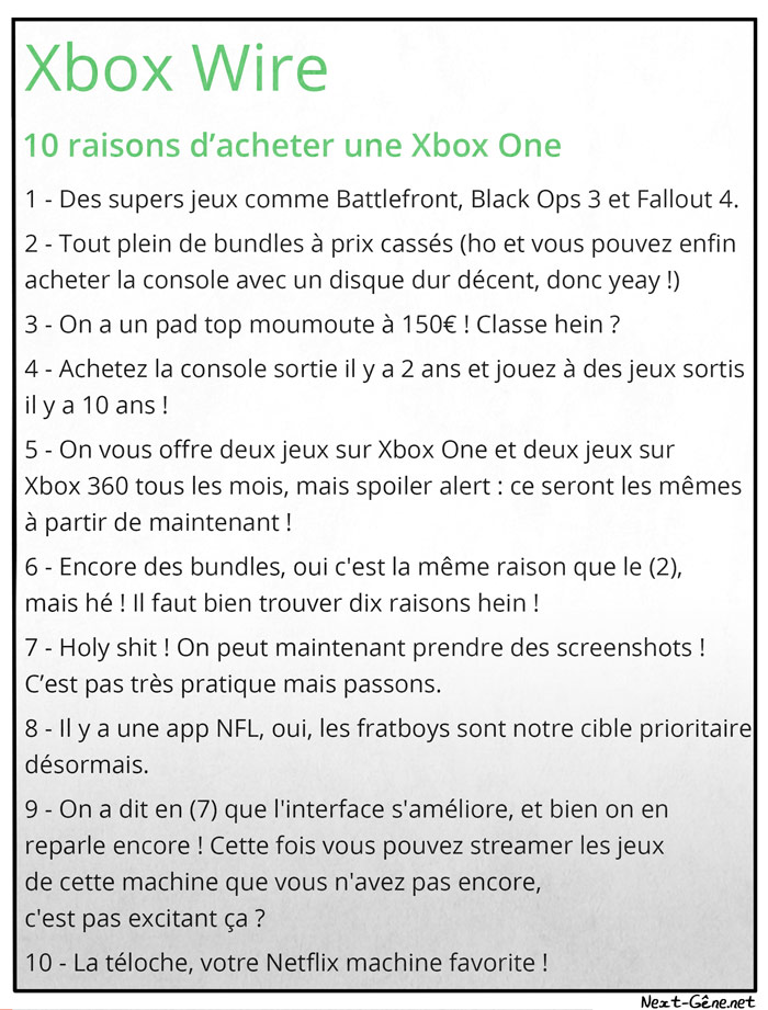 10 raisons d'acheter une Xbox One